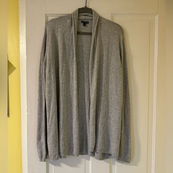 Express Lightweight Grey Detailed Back Seam Open Front Cardigan• Large - Picture 1 of 6